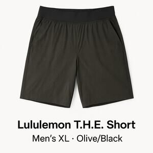 Lululemon T.H.E. Short – Men’s Size XL, Olive/Black
